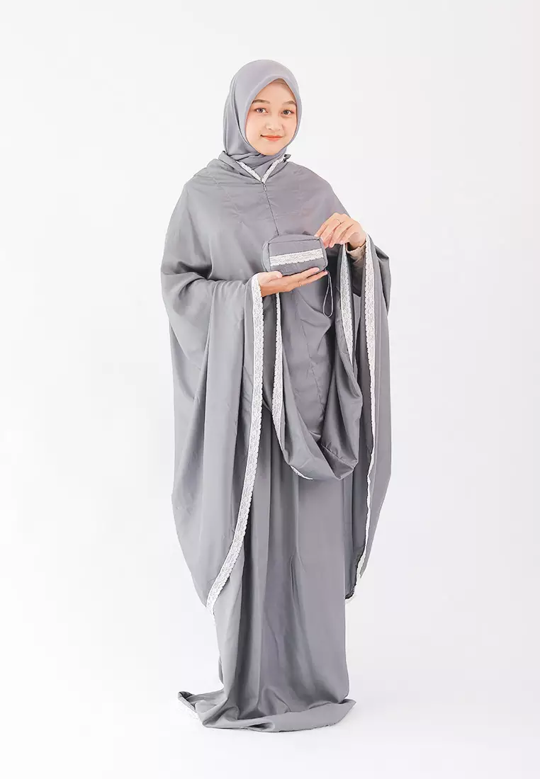 Cotton Bee - Mukena Dewasa List Renda - Grey
