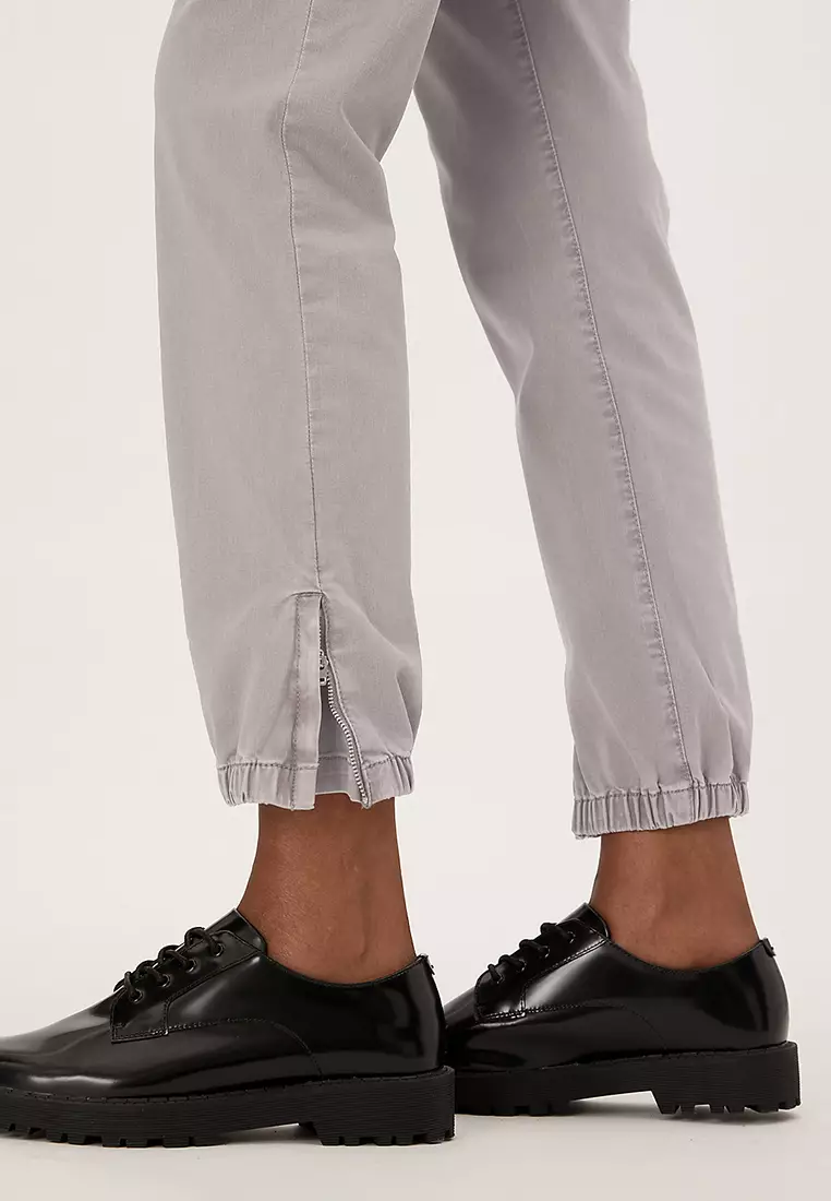 Cotton Blend Slim Fit Ankle Grazer Joggers