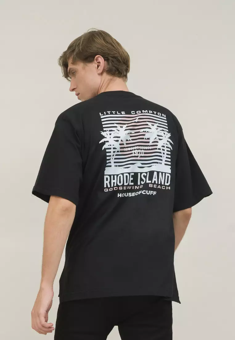 Kaos oversized hitam t shirt rhode island unisex pria houseofcuff