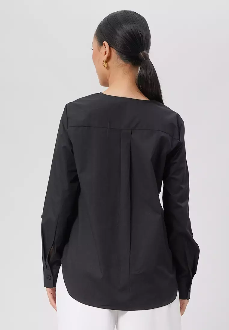 Round Neck Long Sleeve Blouse