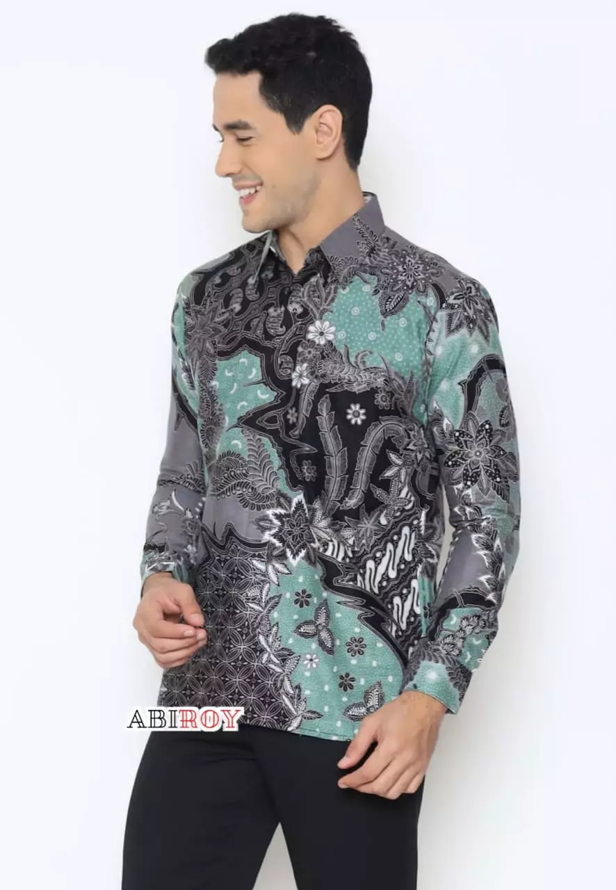 Kemeja Batik Pria Premium Slimfit Elegant Modern Lengan Panjang Trisira Ijo