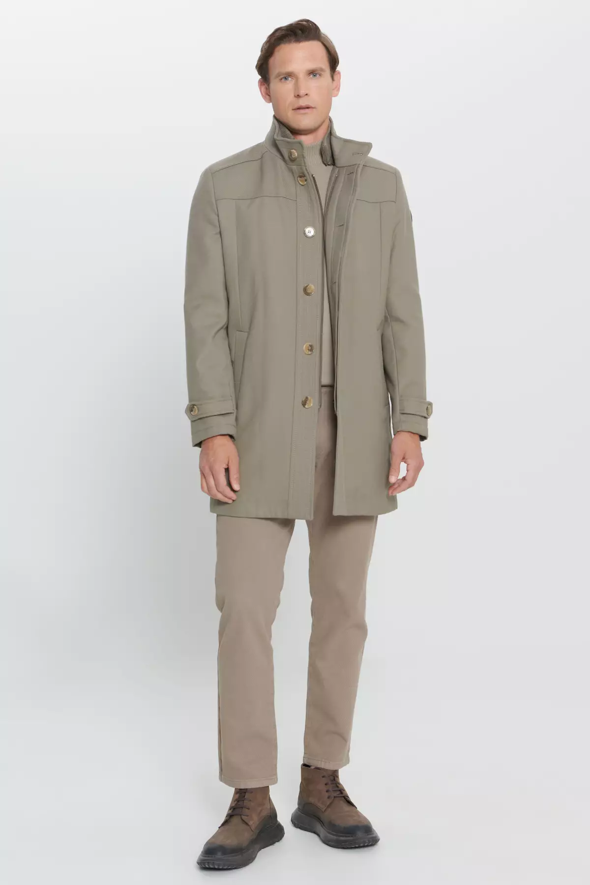 Stand Collar Woolen Coat