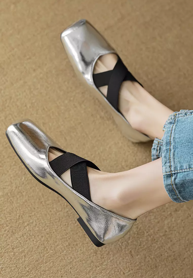 Cross Strap Square Toe Ballerinas WW8929-3