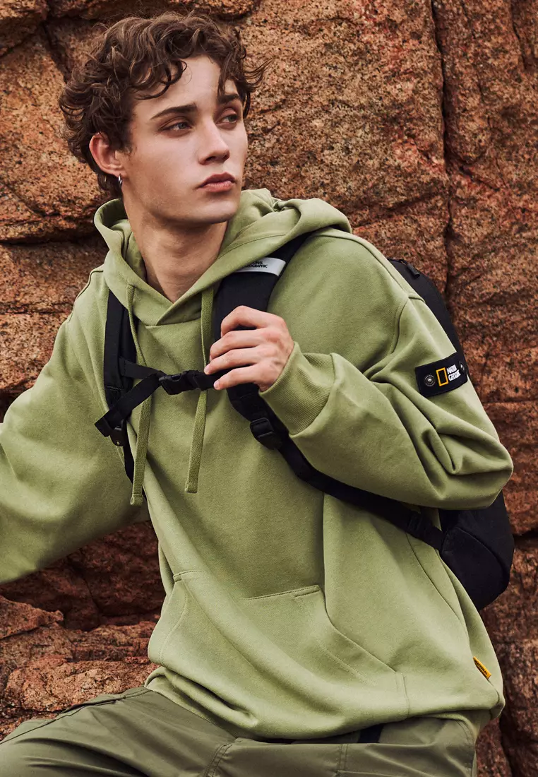 男女同款冰河圖案半寬鬆連帽衛衣