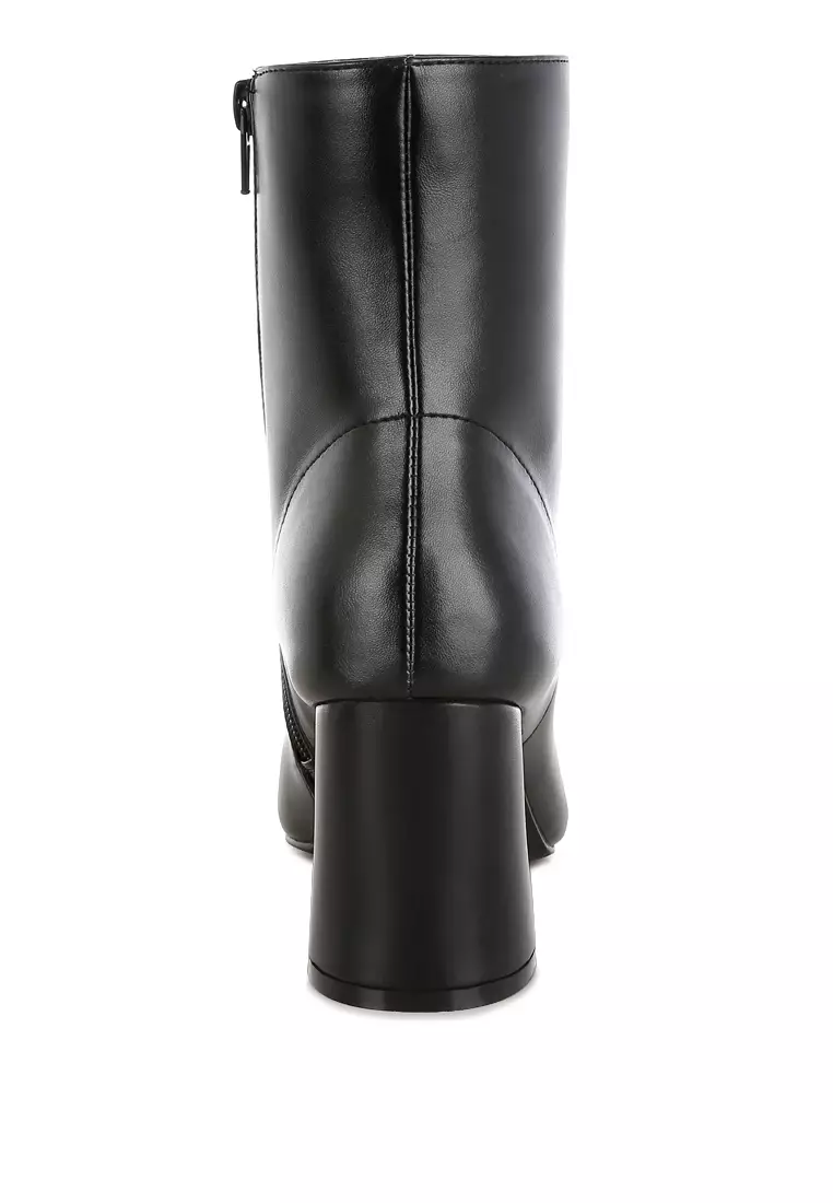 Square Toe Ankle Boots In Black