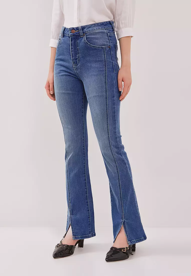 DUST Celana Split Flare Jeans Radina Light Blue (D.3837