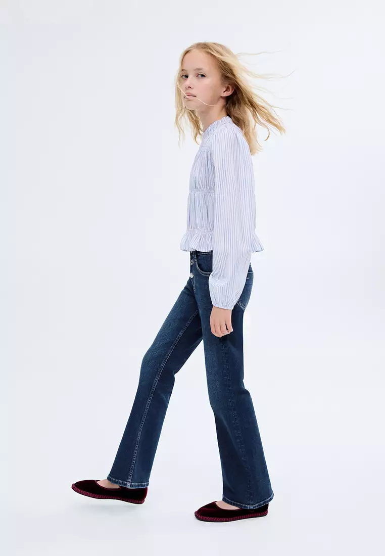 Buttons Flare Jeans