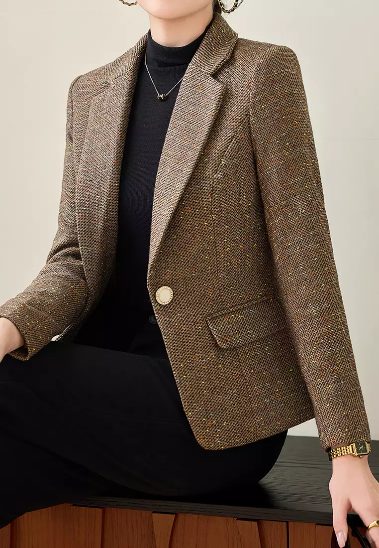 Cropped Texture Suit Jacket YGH-EM8136