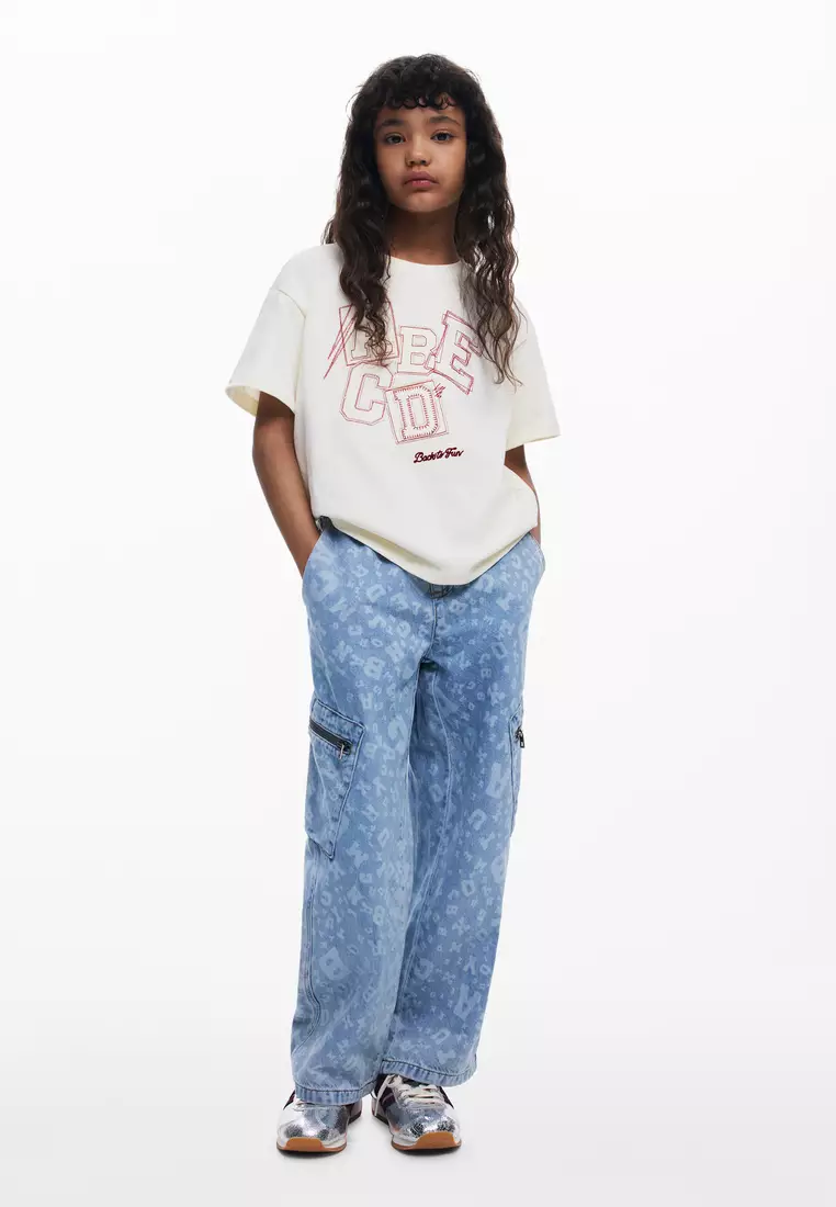 T-shirt with alphabet embroidery