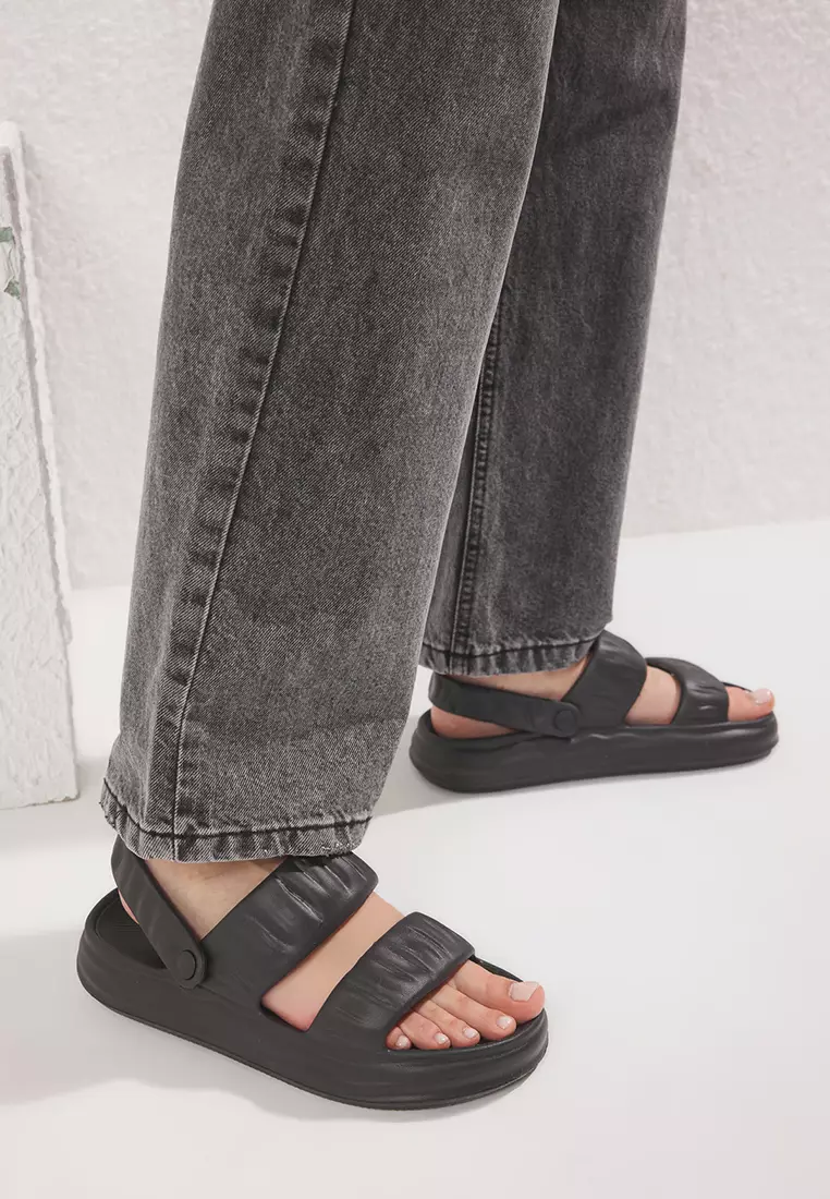 Black Double Band Light Sole Women Eva Sandals Slippers Takss25Sd00032