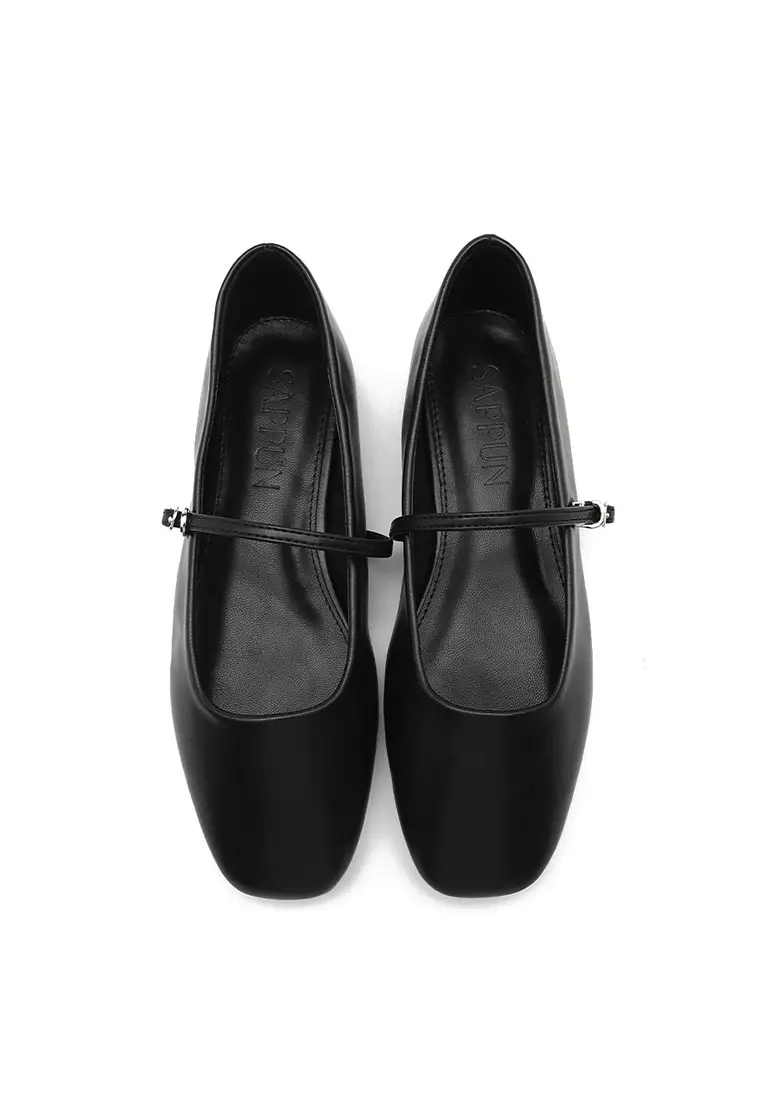 Nhibre Maryjane Flats (1cm) - Black