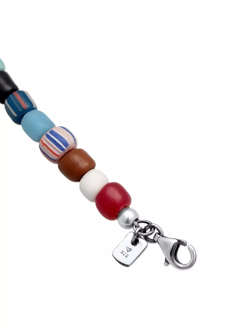 EXCLUSIVE Kalung Perhiasan Perak 925 Pria Glass Beads Colourful Trend Freshwater Pearls