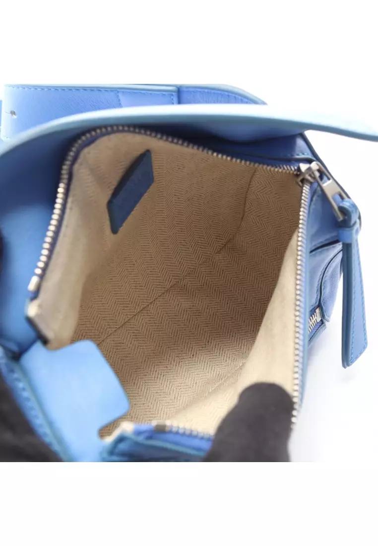 Pre-Loved LOEWE puzzle bum bag mini body bag leather blue