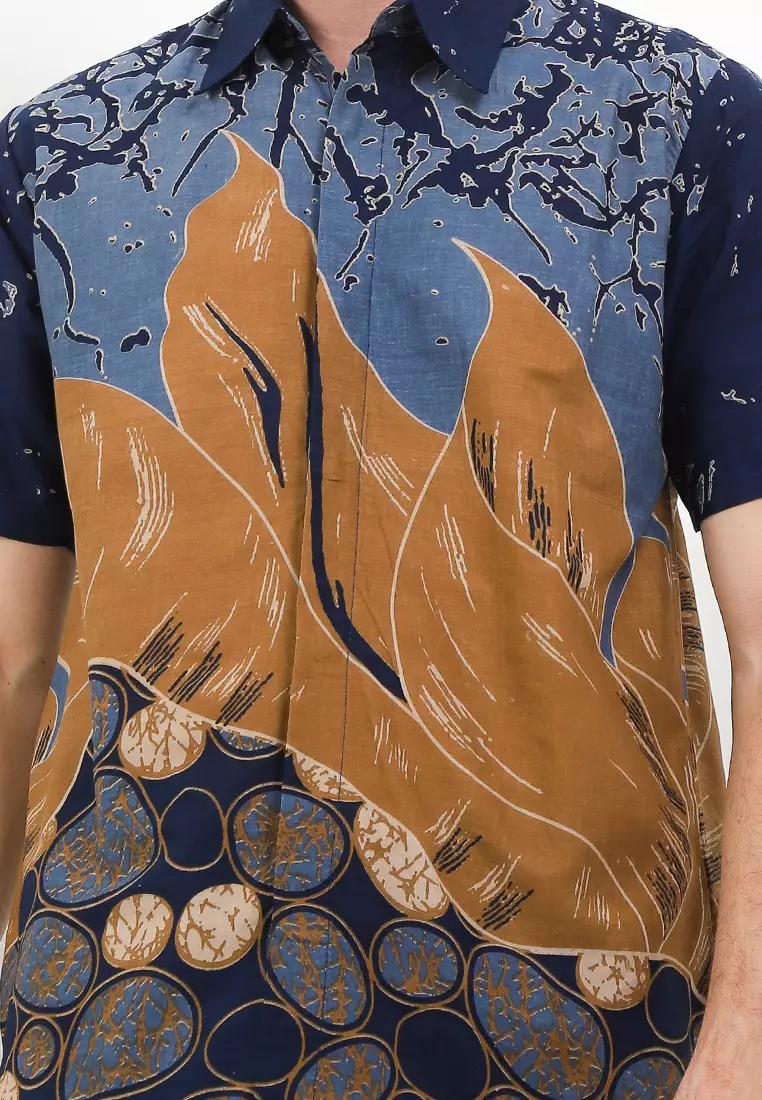 Batu Kemeja Batik Premium Pria Casual Modern Lengan Pendek