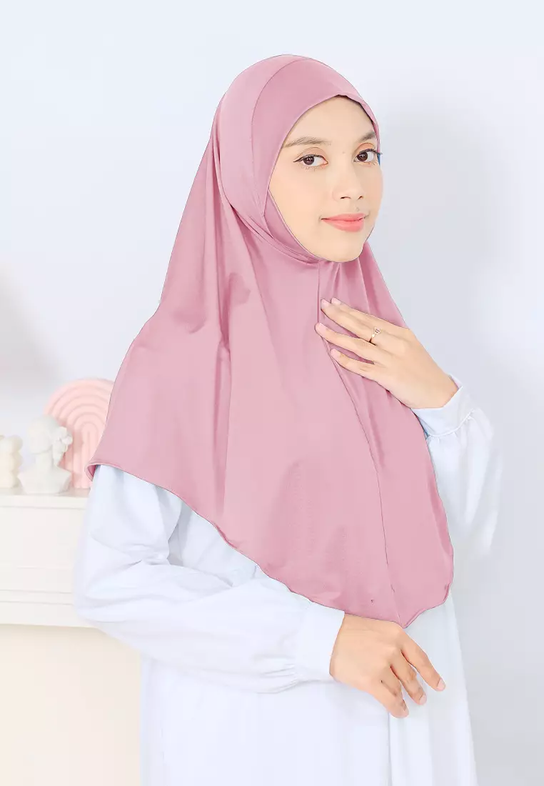 Cotton Bee - Kalea Bergo | Hijab Instan Malay | Jilbab Soft Pad Dagu - Bright Pink