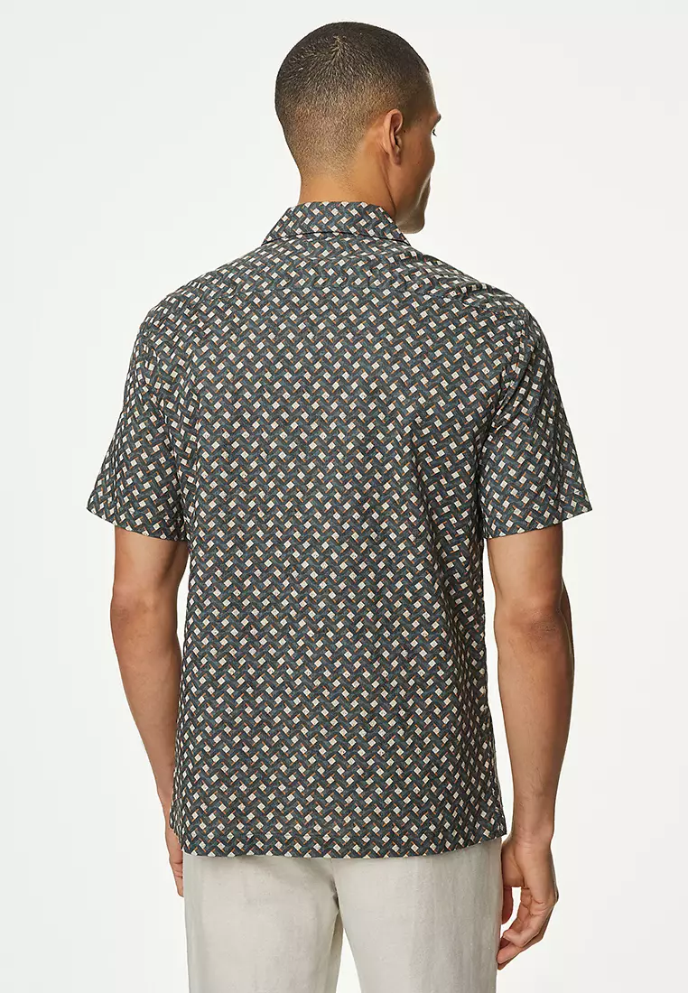 Pure Cotton Cuban Collar Shirt