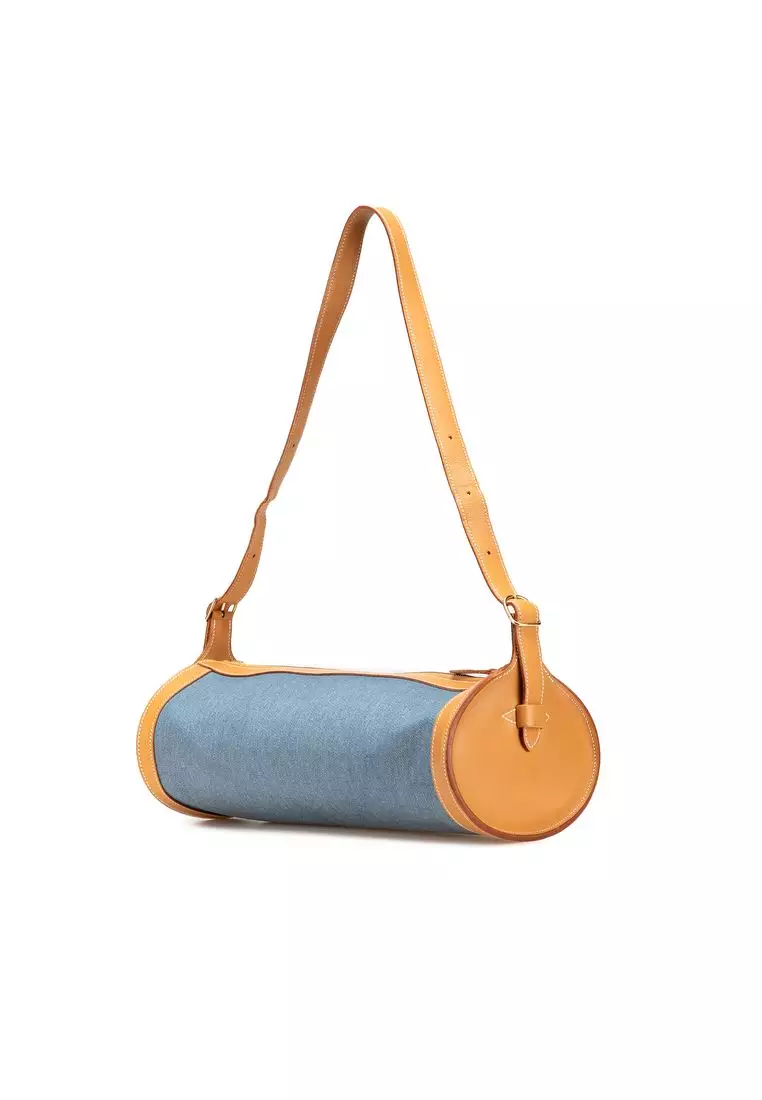 Pre-Loved Hermès Denim And Calfskin Sac Doremi 33