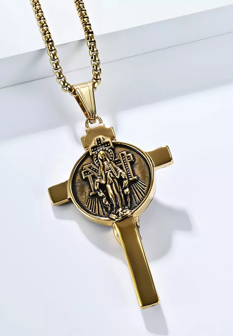 Titanium Steel INRI Cross Pendant Necklace JW QF-DZ641