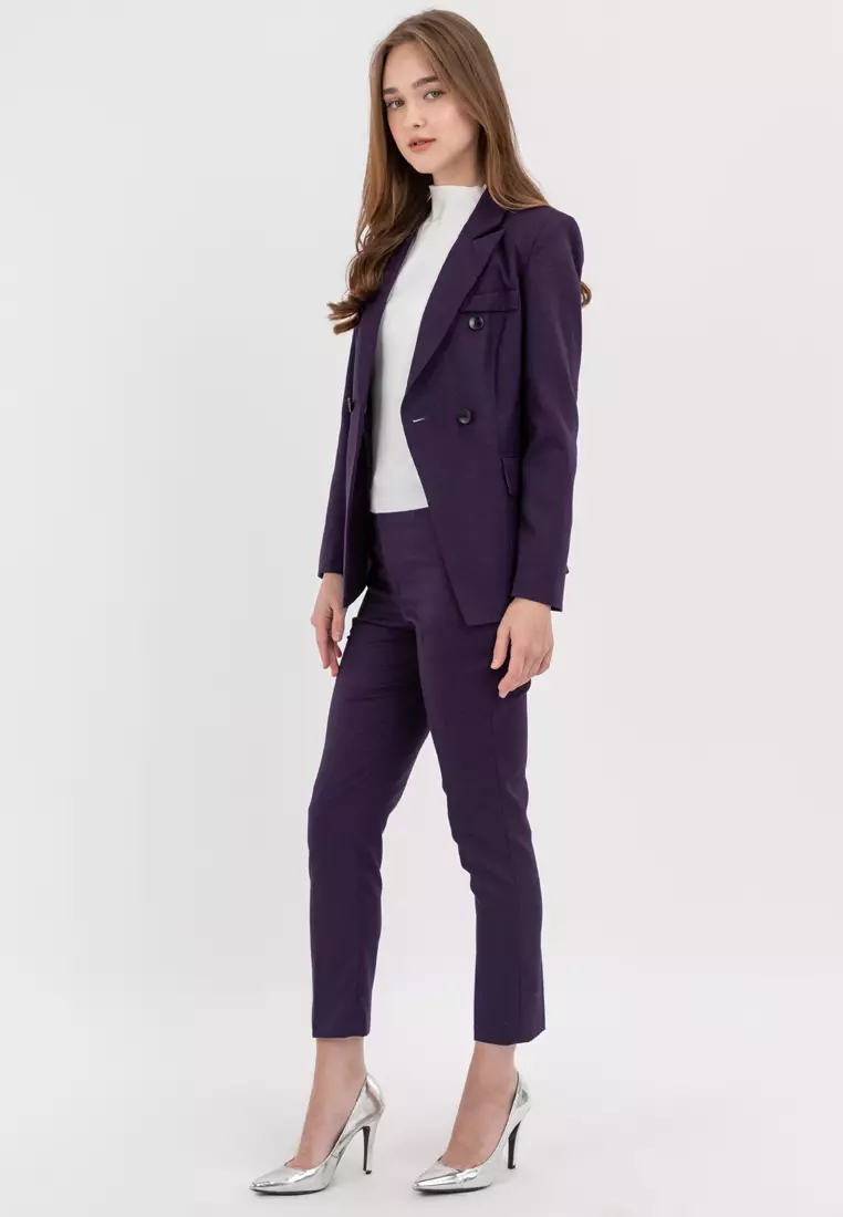 Textured  Suit Blazer with Pants