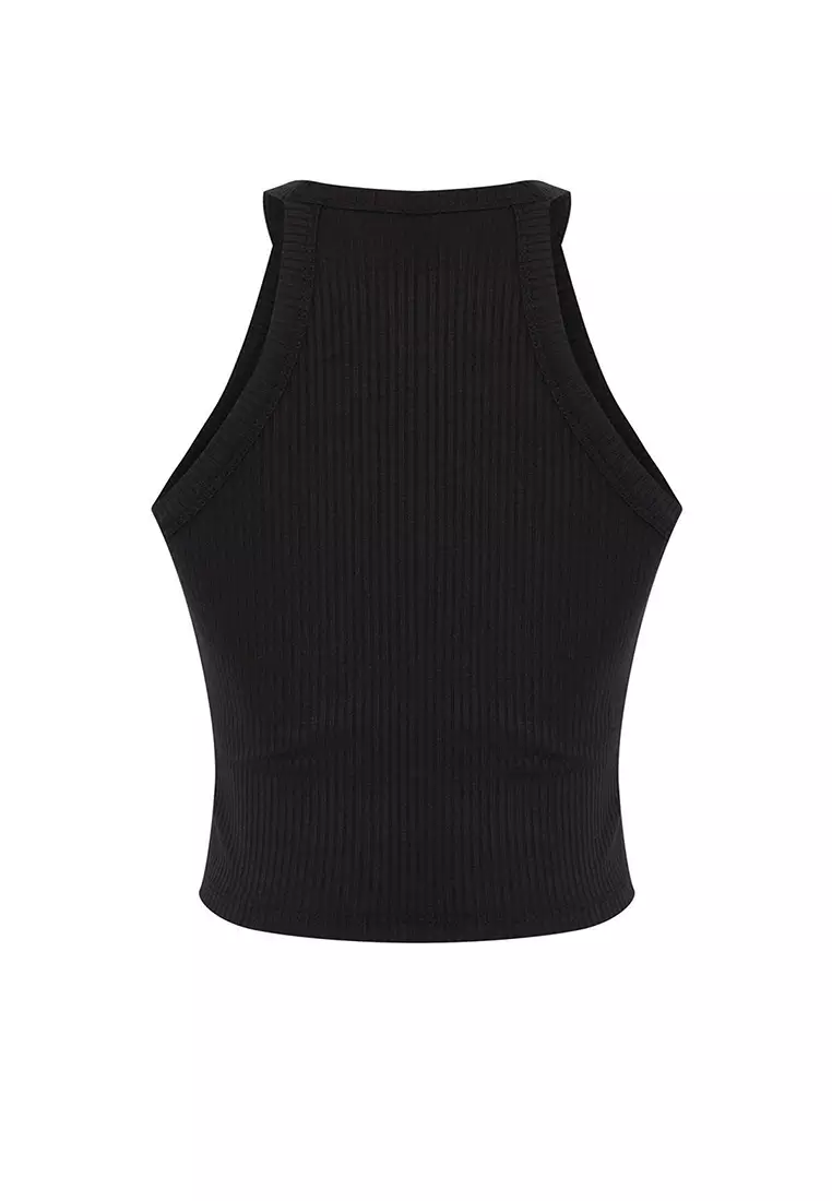 Black Padded Bra Detailed Fitted/Body-Smoothing Knitted Undershirt TWOSS25AL00026