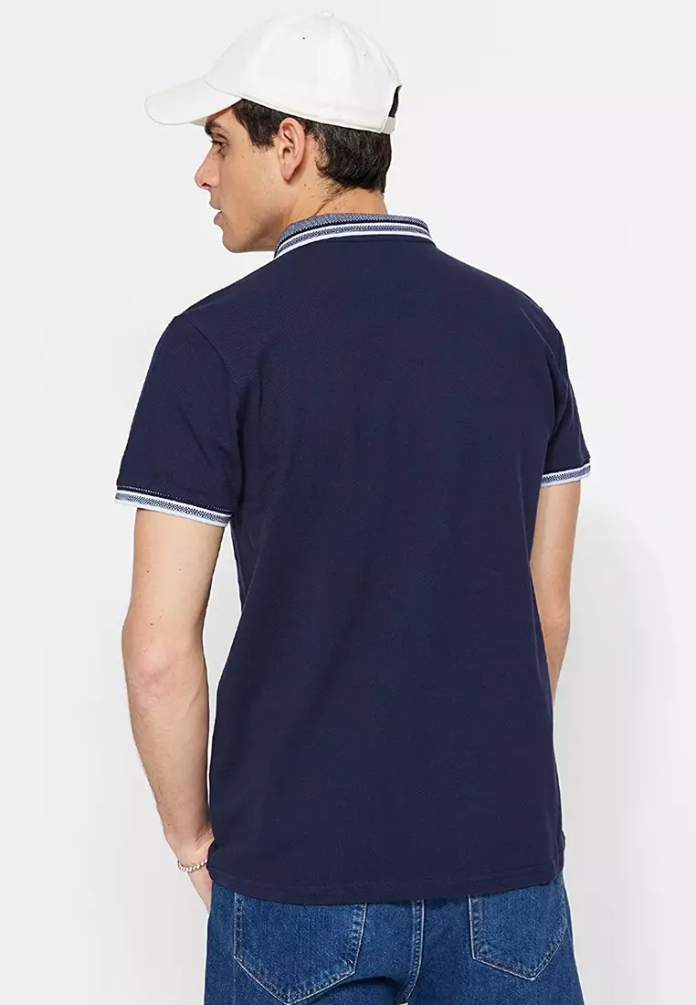 Trendyol Collection Polo T-shirt - Navy Blue - Slim Fit