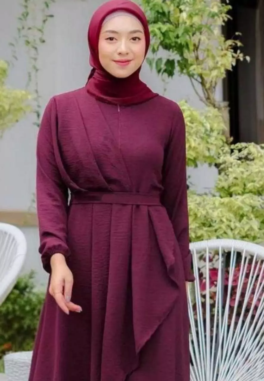 Vayra Burgundy Dress Premium | Long Dress | Gamis Modern Premium RS.JLAN
