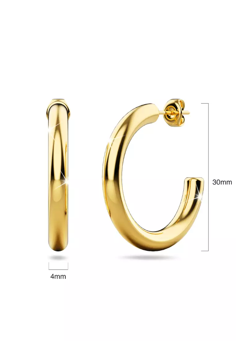 Erica Gold Hoop Earrings 30mm