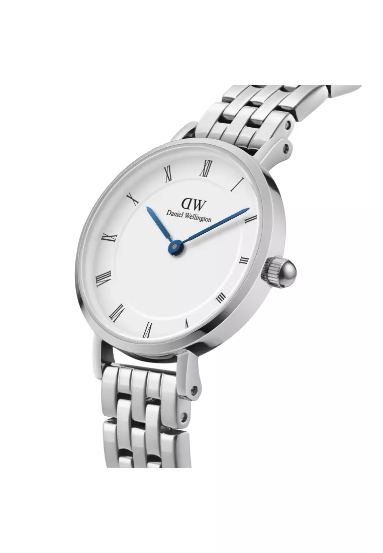 Petite Roman numerals 28mm 5-Link Silver White Dial - Fashion Watch for women - Stainless Steel Strap Watch - Female Watch - DW Official - Authentic