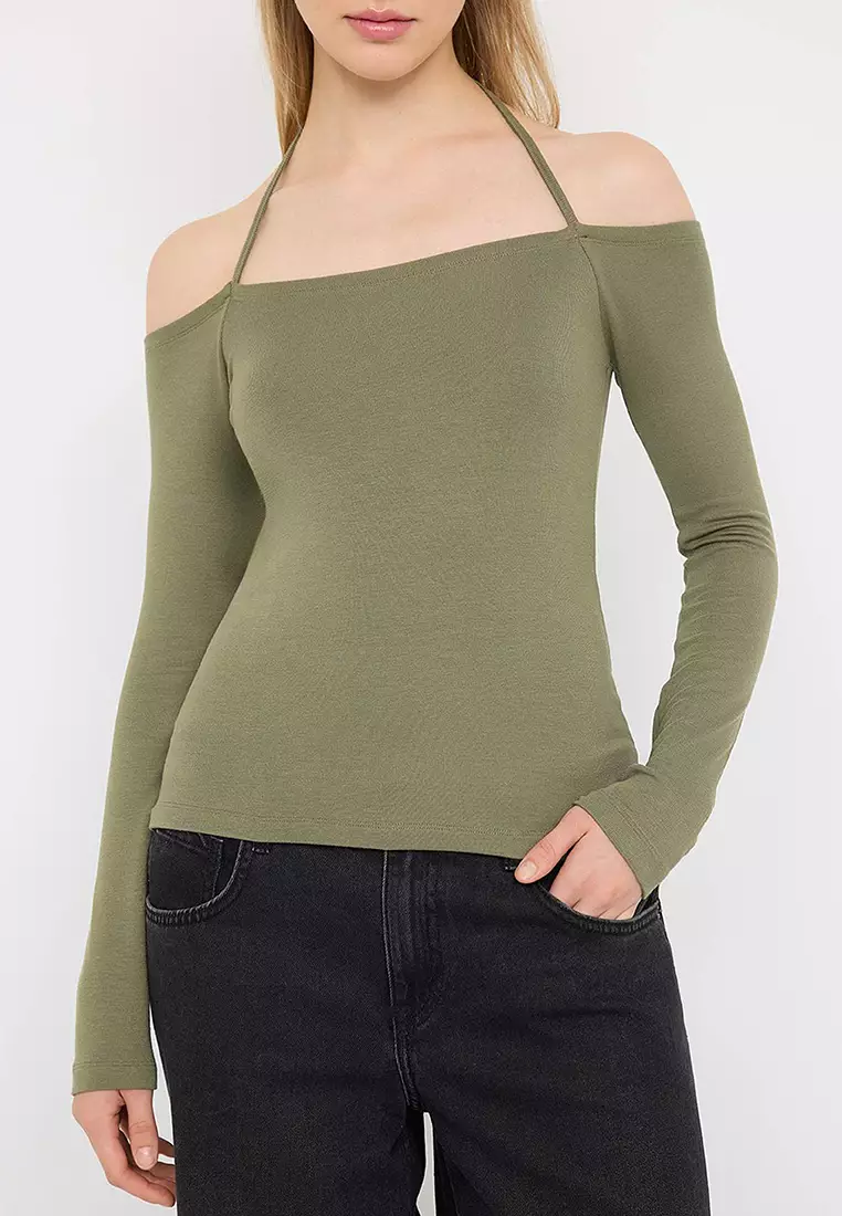 Halter Neck Off-Shoulder Blouse