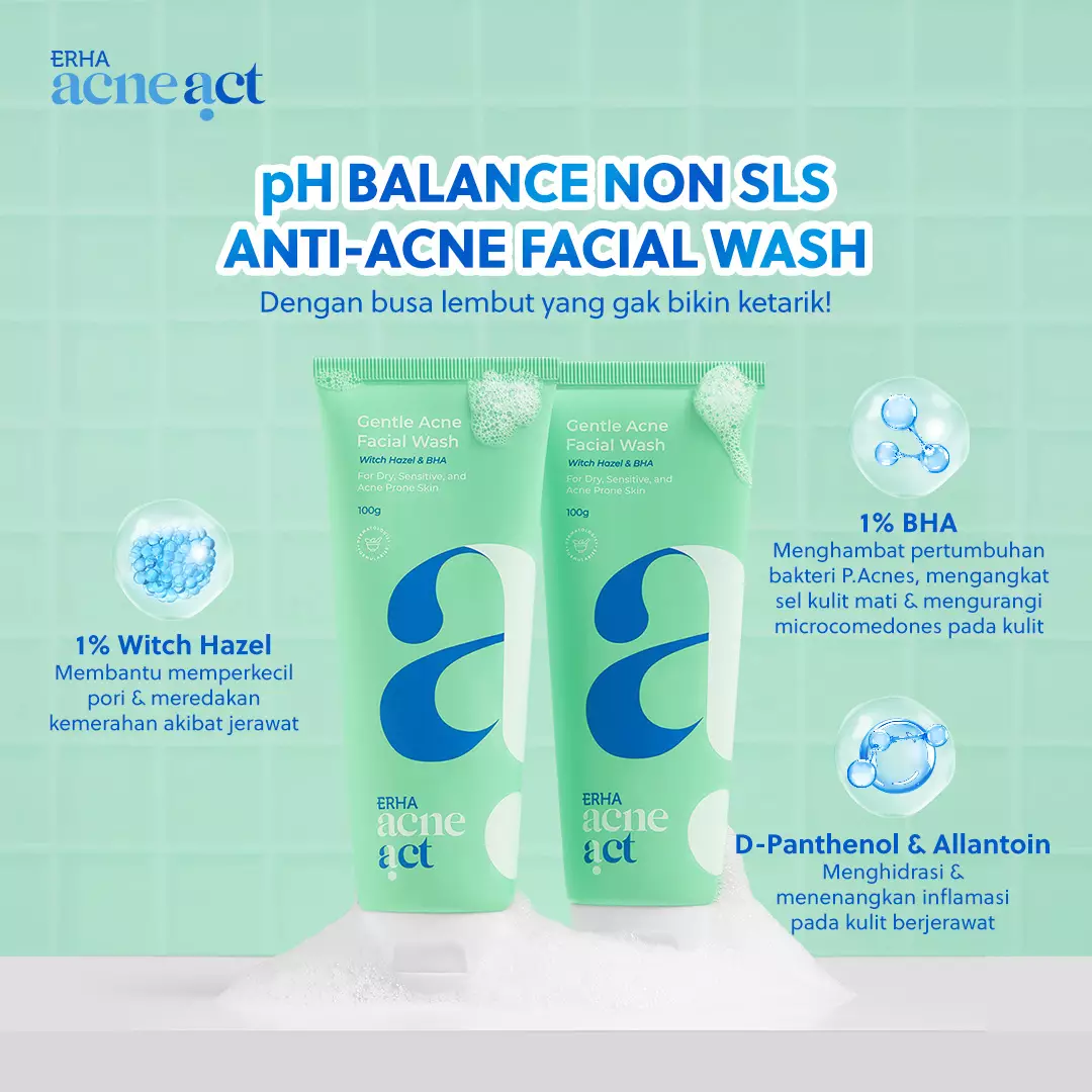 ERHA Acneact Bundle Cleanse + Protect  | Combo Sunscreen SPF 45 Niacinamide + Sabun Cuci Muka low ph
