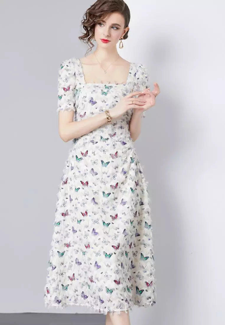 2024 new sweet butterfly pattern dress K071708