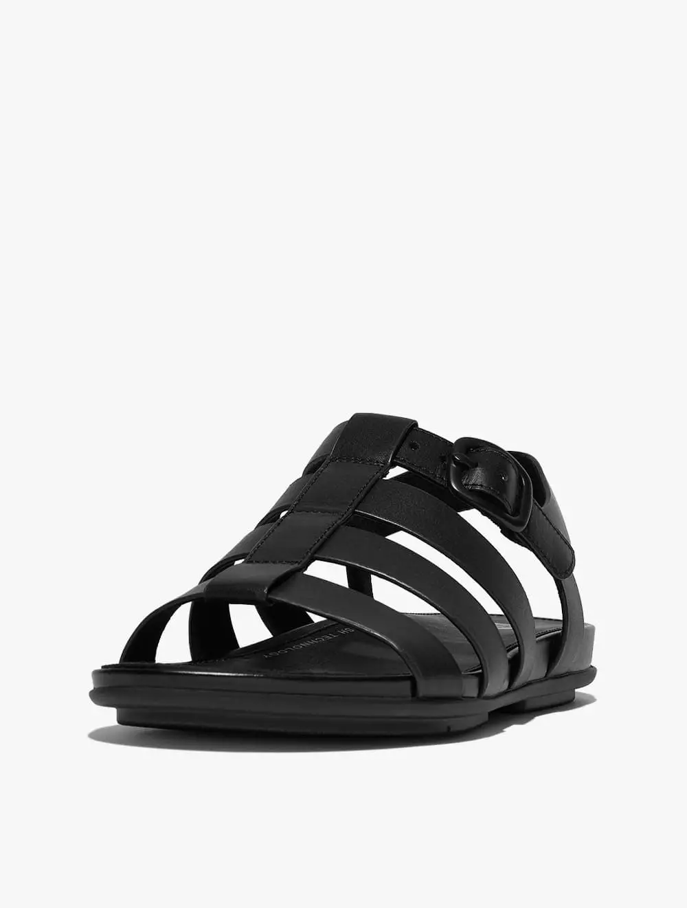 Fitflop Gracie Rubber-Buckle Leather Fisherman Sandals - All Black