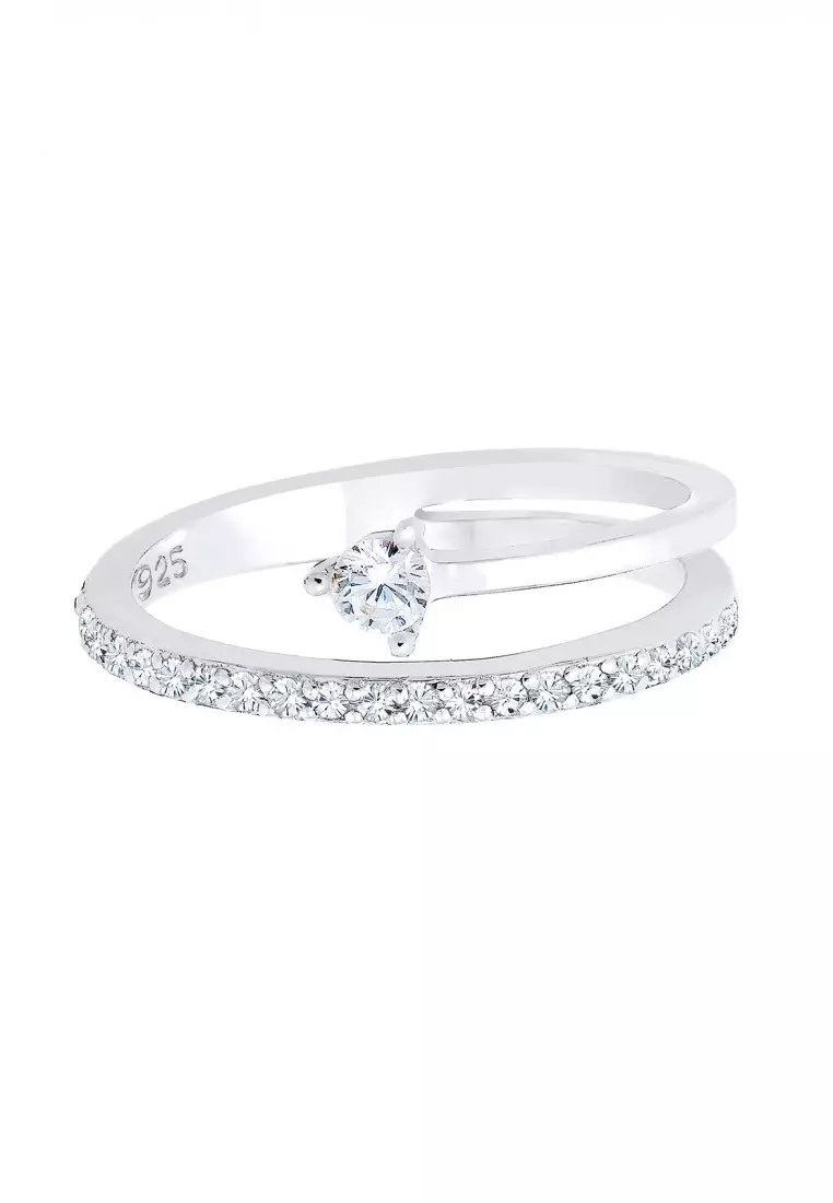 Cincin Perhiasan Perak 925 Wanita Geo Crystal Zirconia