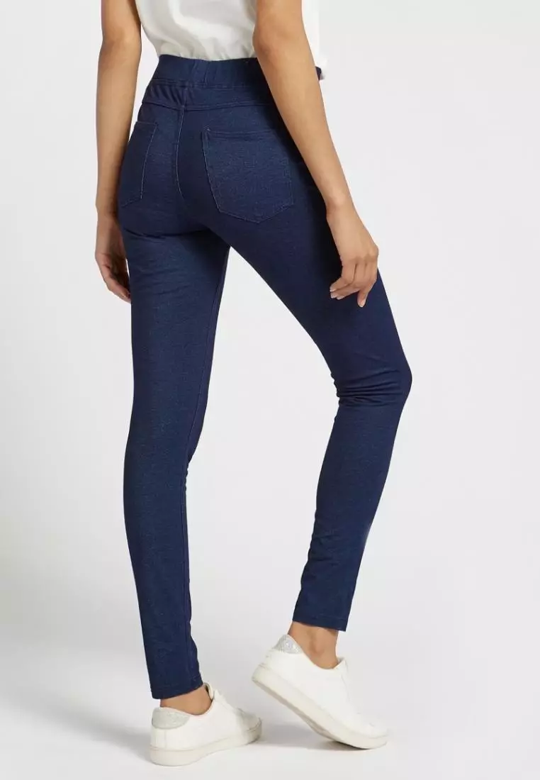 Shop Full Length Skinny Mid-Rise Jeggings with Elasticised Waistband Online