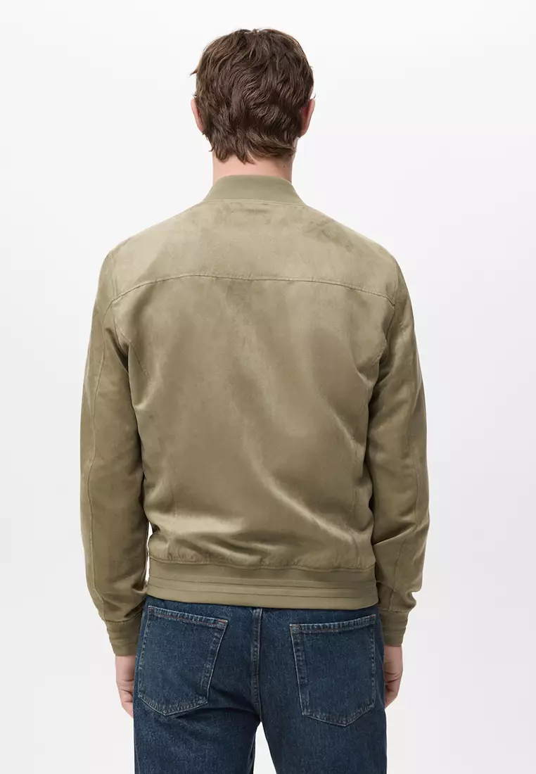 Suede-Effect Bomber Jacket