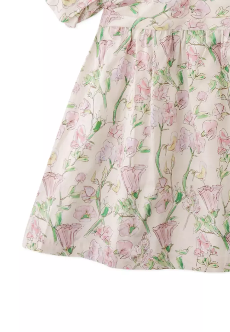 Natalia Dress Fleur With Ruched Bodice