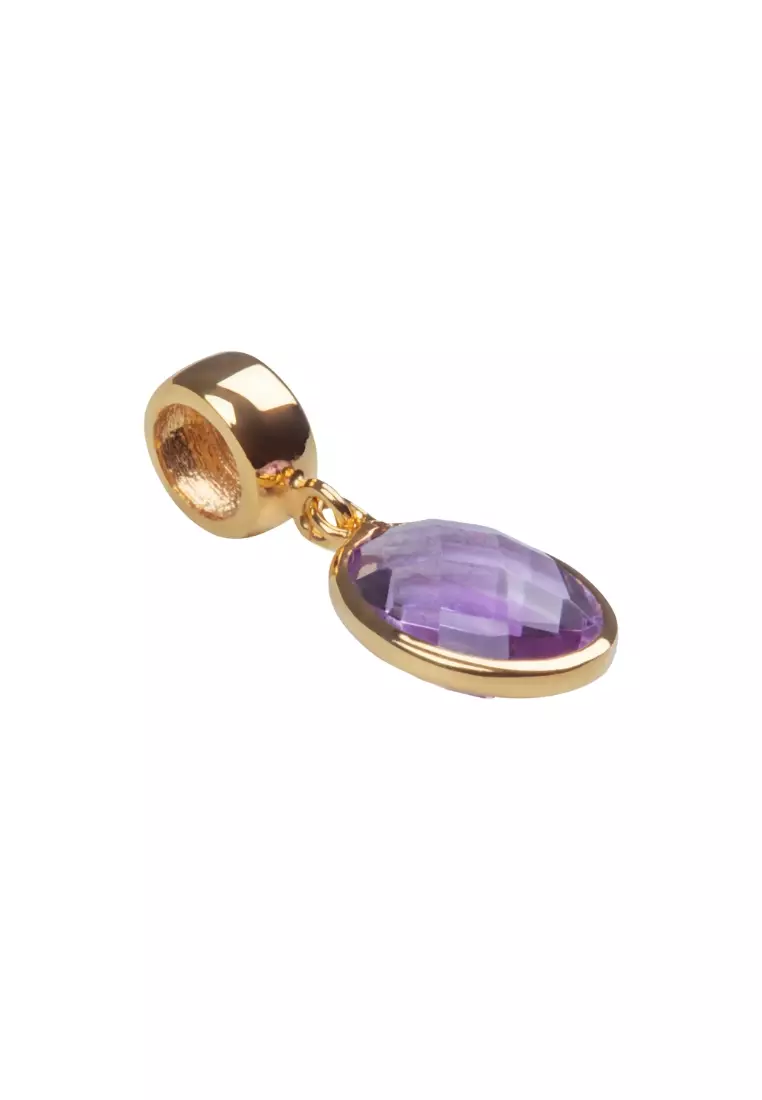 Amethyst Oval Charm 18k Gold