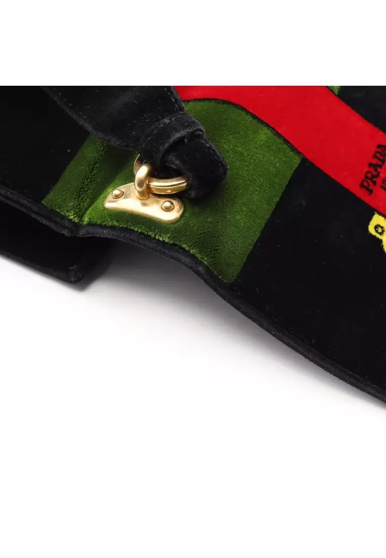 Pre-Loved Prada cahier Shoulder bag Velor black multicolor