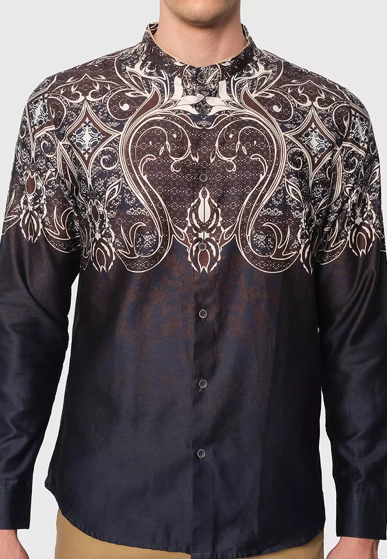 MOC Kemeja Batik Shanghai Lengan Panjang Pria SORLEY-NAVY