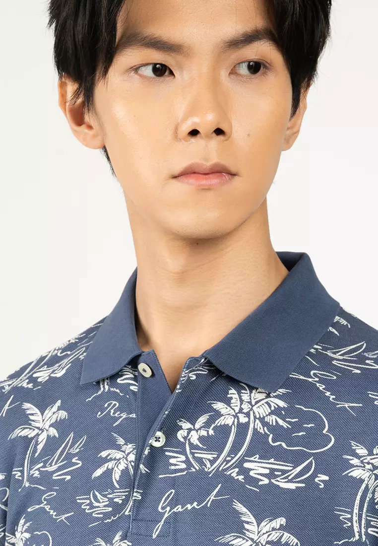 Island Print Polo Shirt