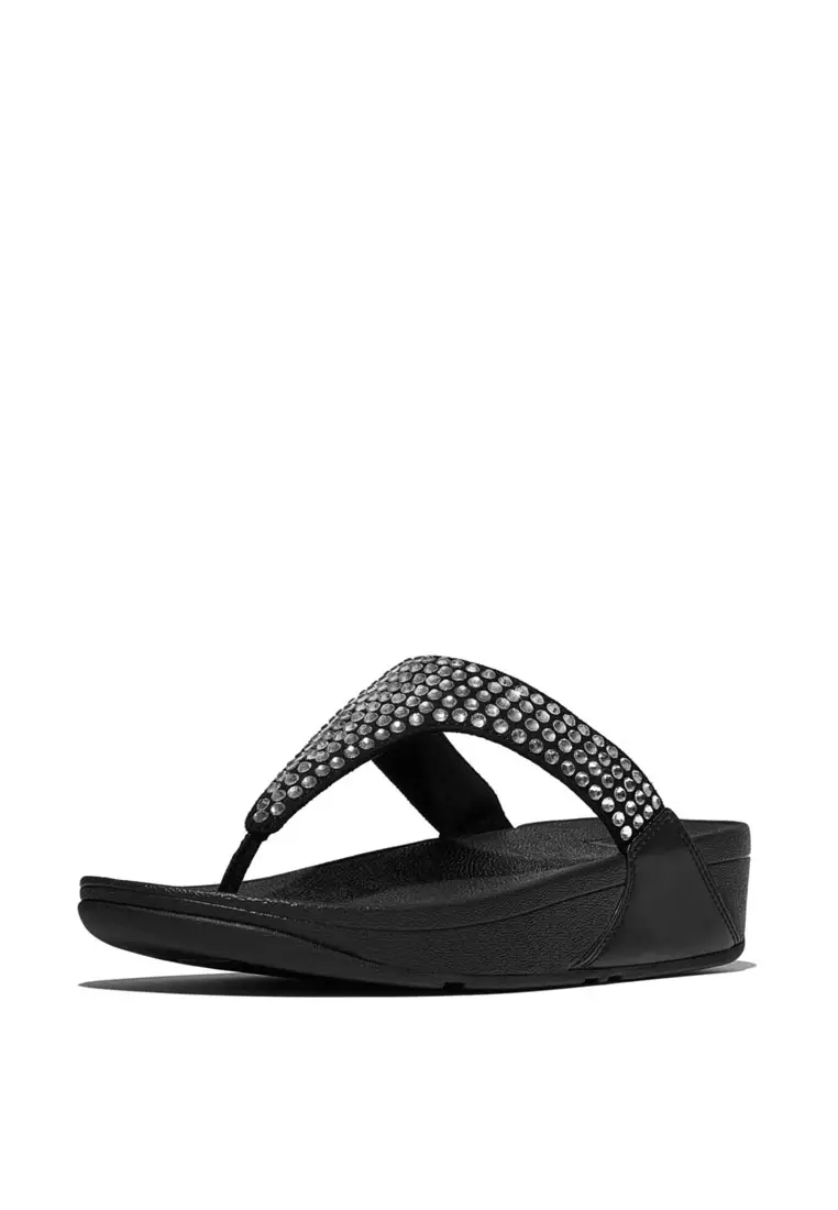 FitFlop LULU Maxi-Crystal Toe-Post Sandals- Black (E5U-001)