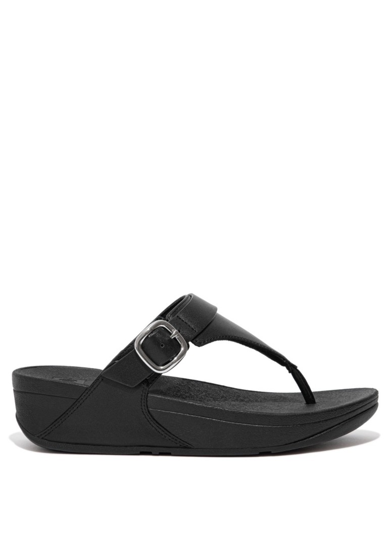 FitFlop LULU Women's Adjustable Leather Toe-Post Sandals - All Black (ES8-090)
