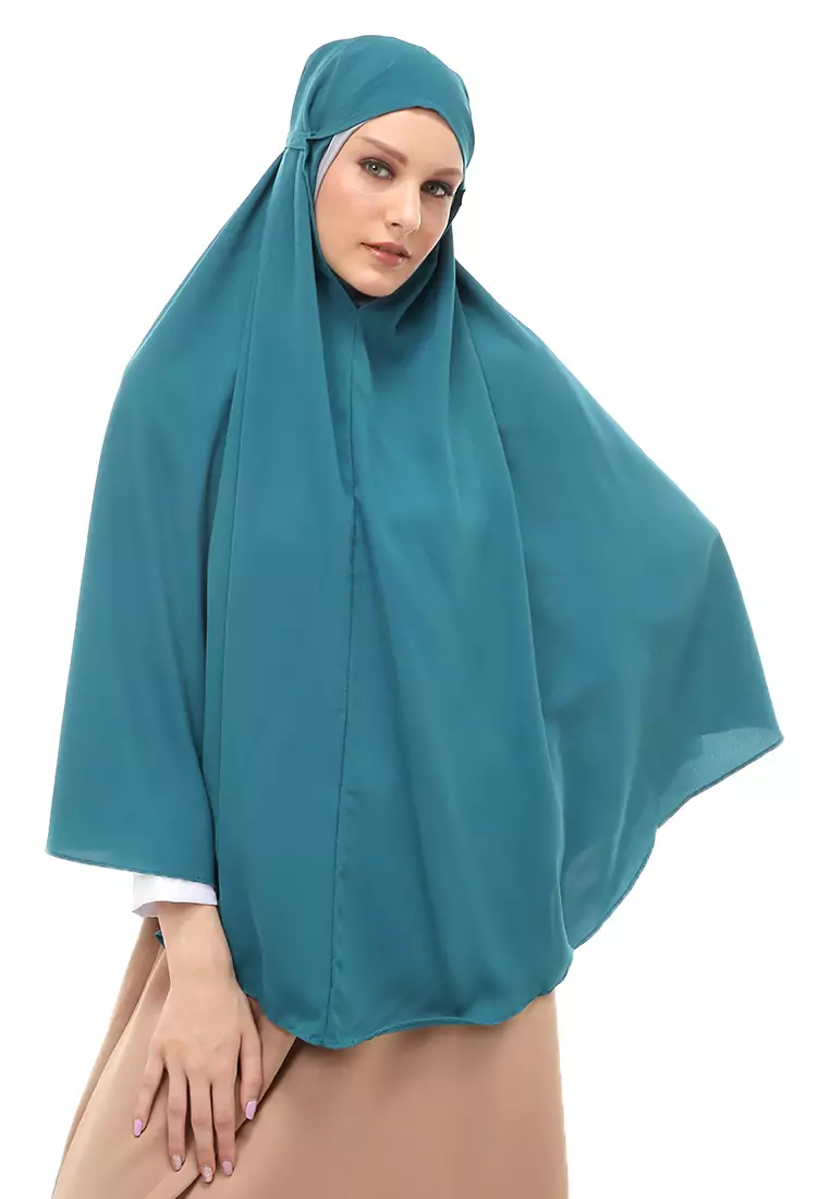 Nindy Jilbab Khimar Bergo Jumbo Motif Polos Relaxed Fit - Tosca