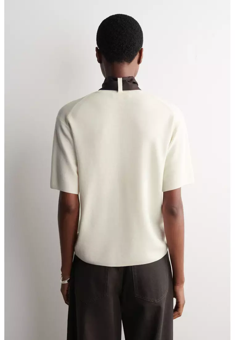 SCARF-DETAIL MERINO WOOL T-SHIRT