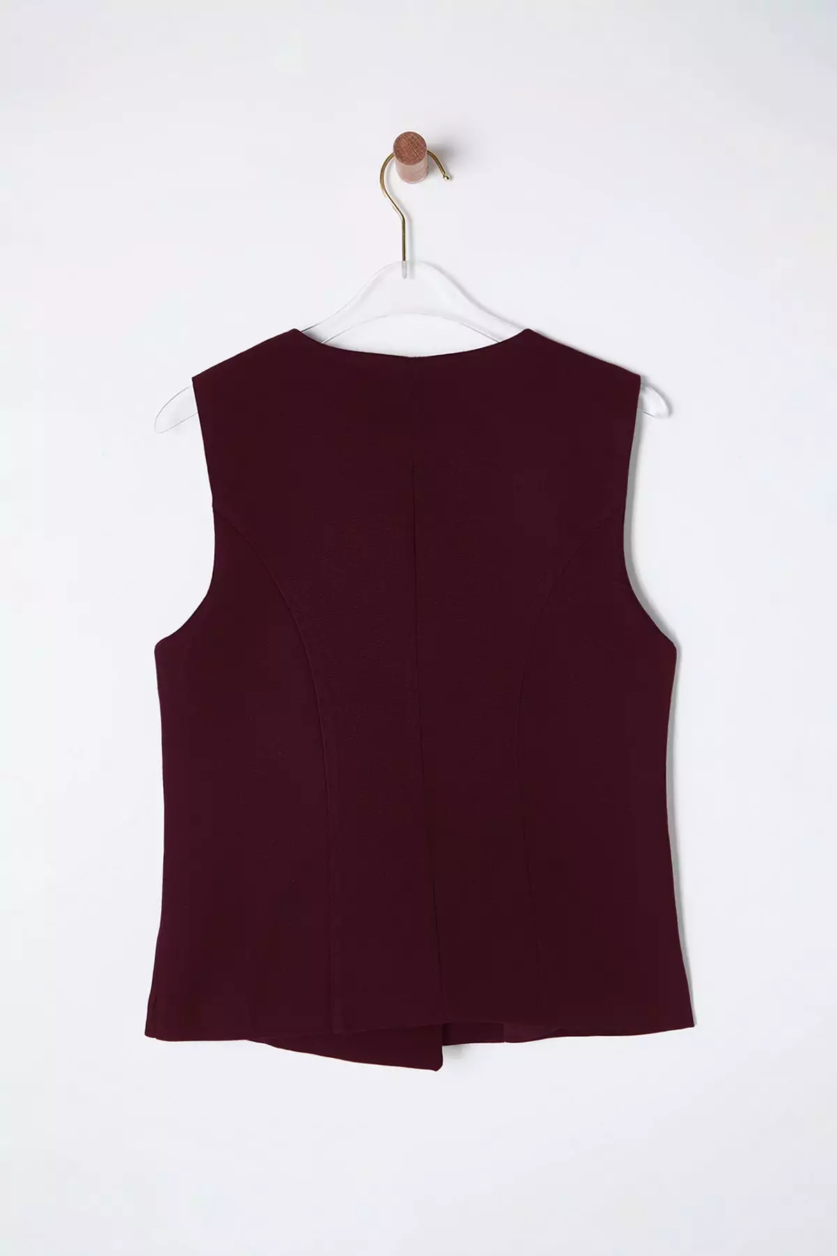 Burgundy Fitted Slim Fit Vest With Lacing Detail