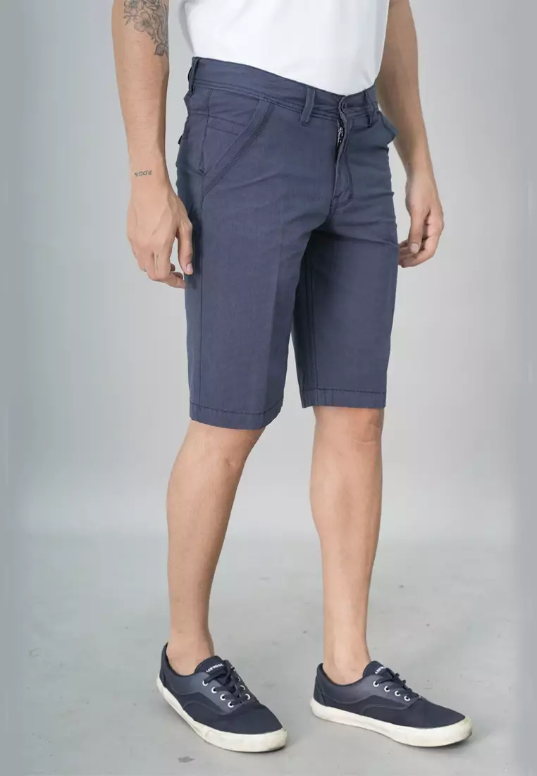 LGS - Celana Pendek Casual Pria Motif Polos Warna Navy Reguler Fit - CSS.344.S056.002.C