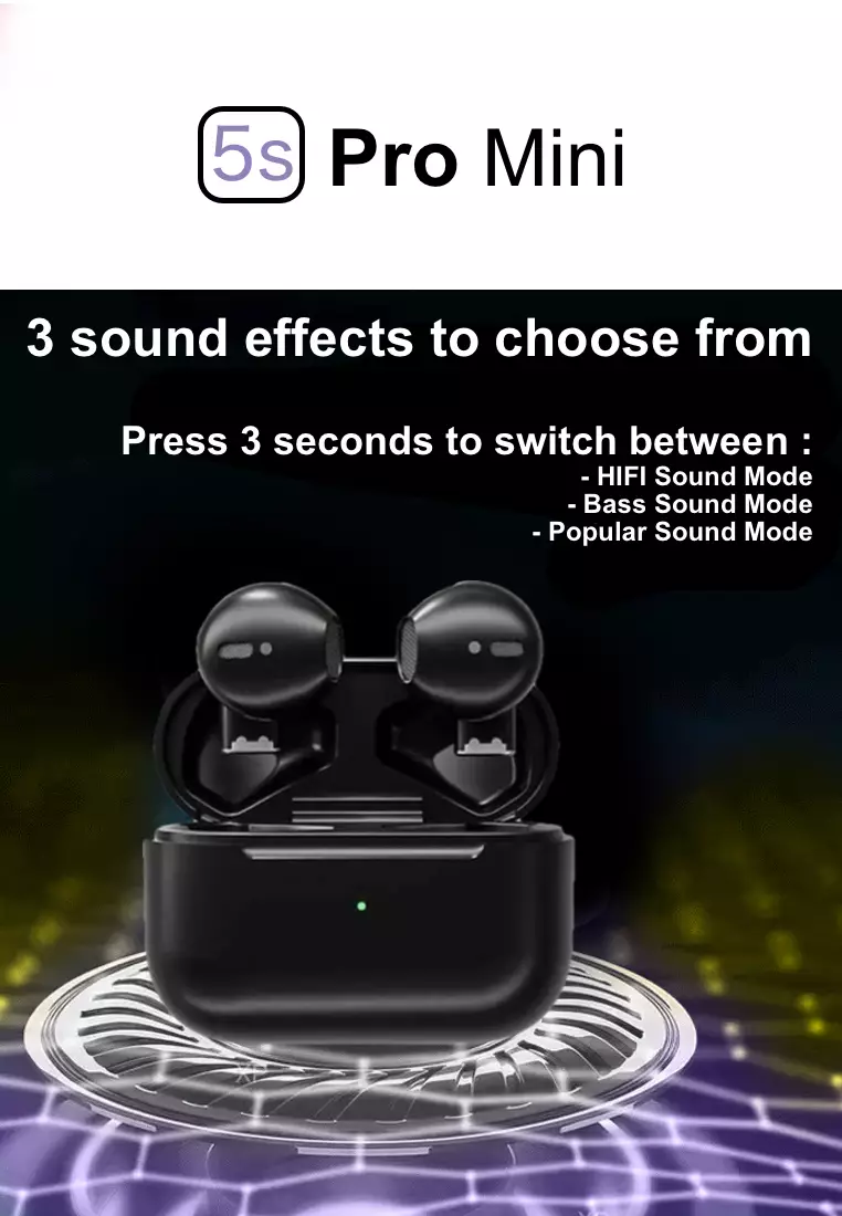 Value Set - 4 pieces 5S PRO Mini Wireless Earbuds - TWS (True Wireless Stereo) - 4 Blacks