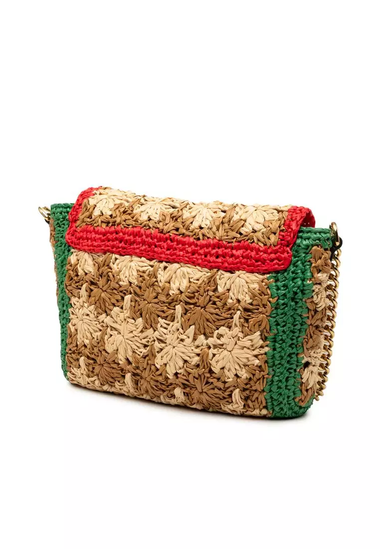Pre-Loved Gucci Small Gg Marmont Raffia Crossbody