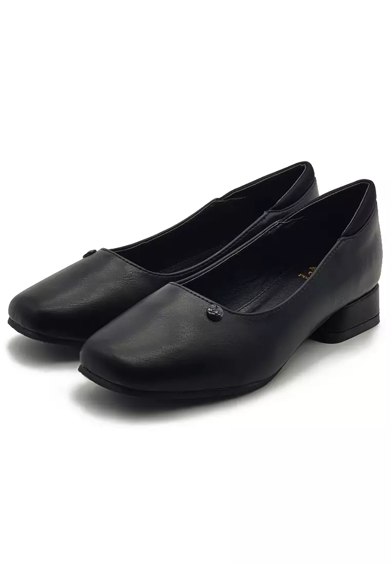 POLO HILL POLO HILL Ladies Low Block Heel Square Toe Formal Office ...