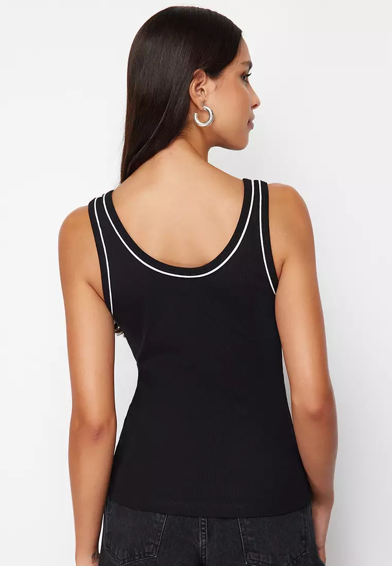 Contrast Piping Rib Tank Top